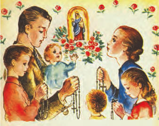 Domestic Church Family Praying Rosary