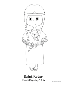 Saint Kateri coloring sheet my catholic kids