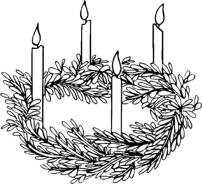 Advent Candles and Wreath Coloring Page